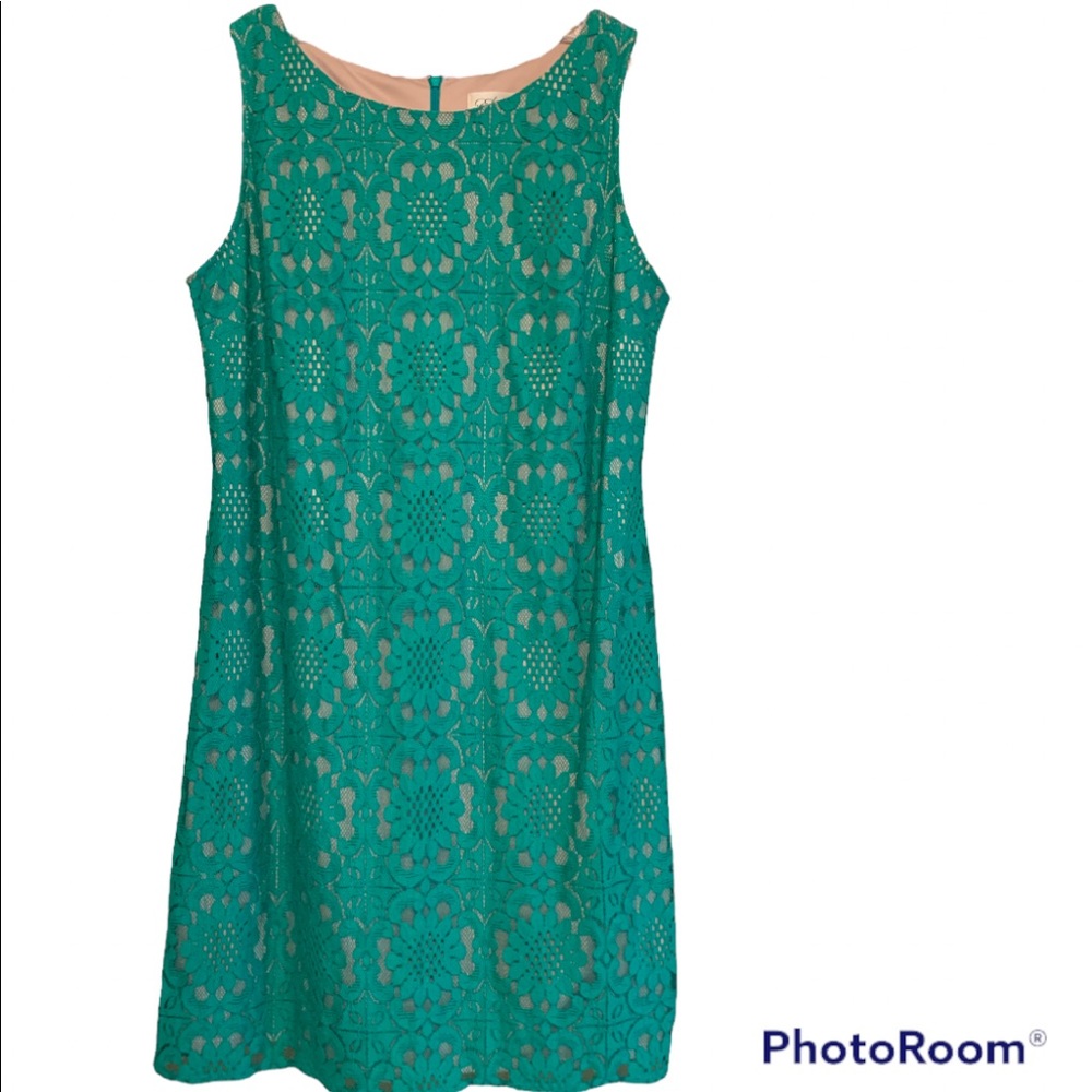 Eliza J | Green Lace Shift Style Dress - Picture 3 of 6